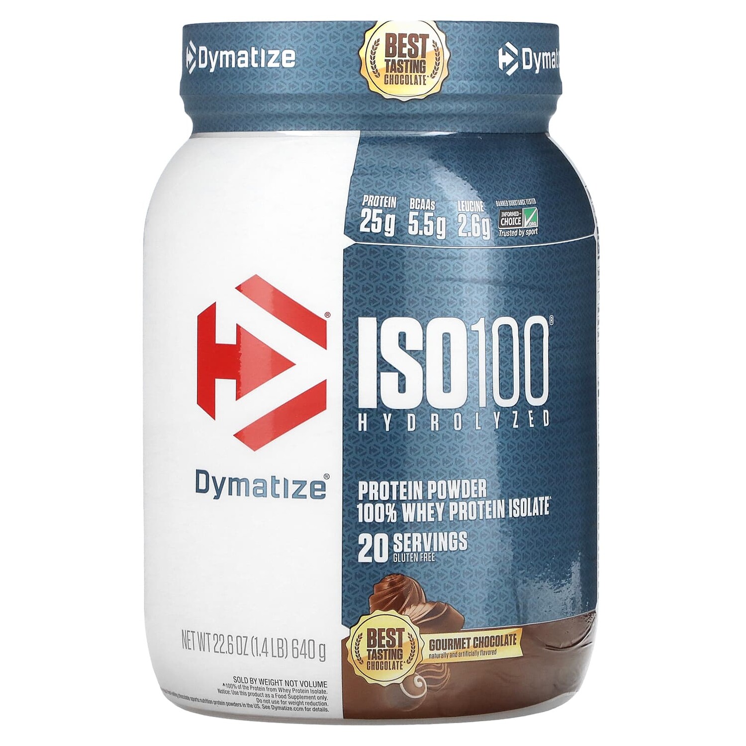 

ISO100, гидролизованный, 100% изолят сывороточного протеина, шоколад для гурманов, 640 г (1,4 фунта), Dymatize