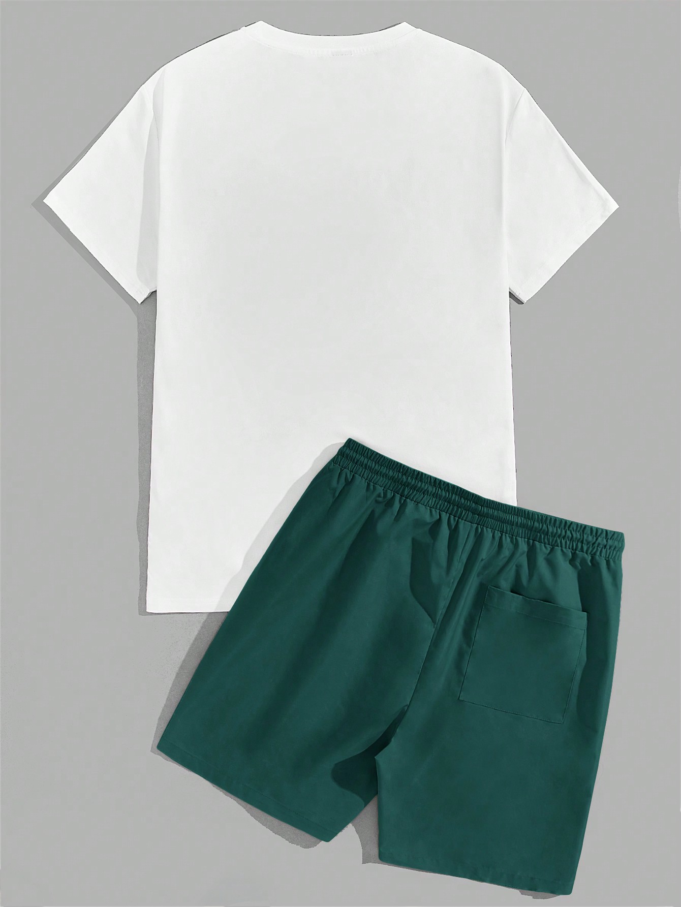 Мужская футболка с короткими рукавами и шортами на шнурке Manfinity EMRG с мультяшным и буквенным принтом, зеленый