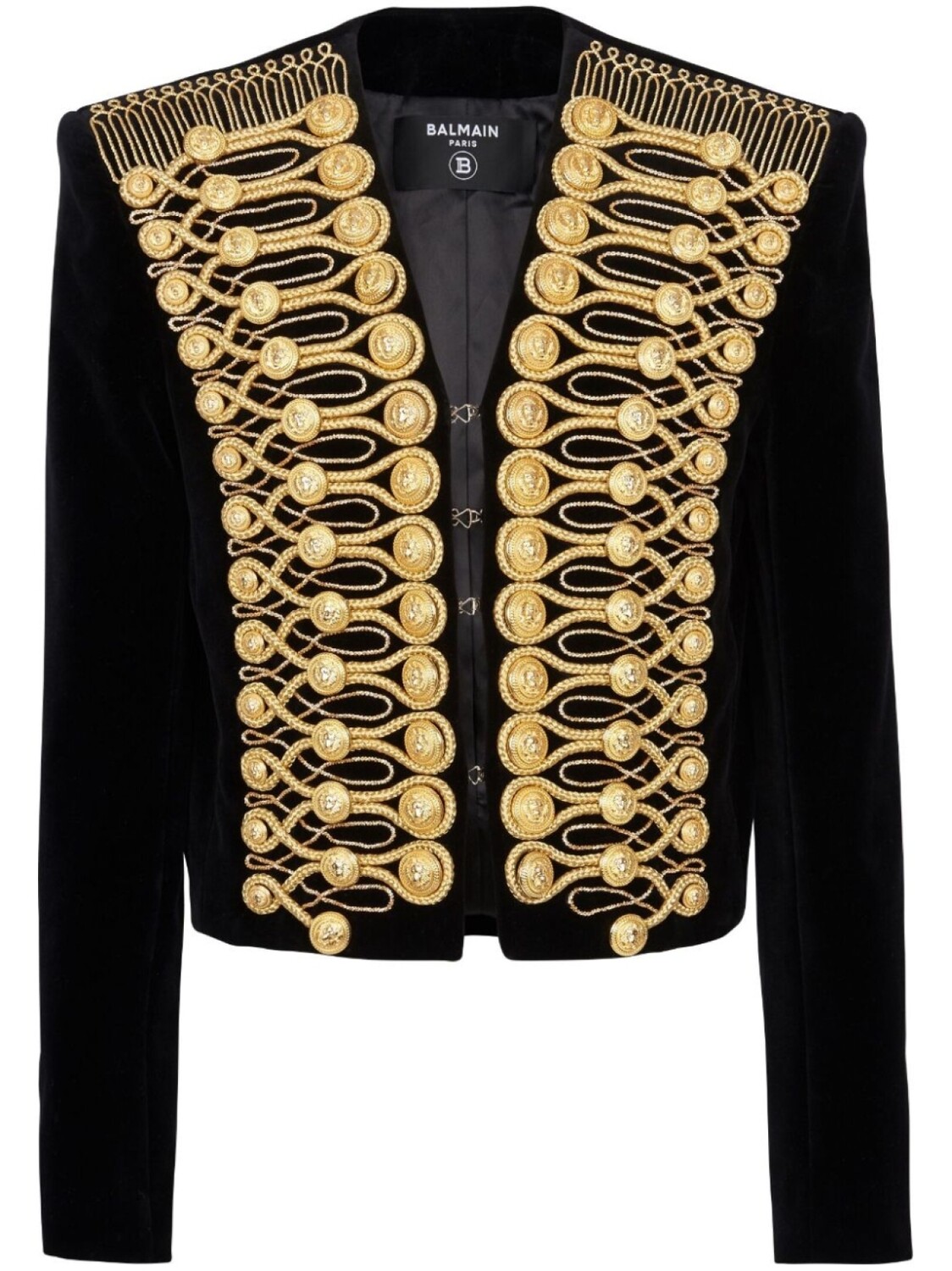 

Balmain бархатный пиджак с вышивкой, черный