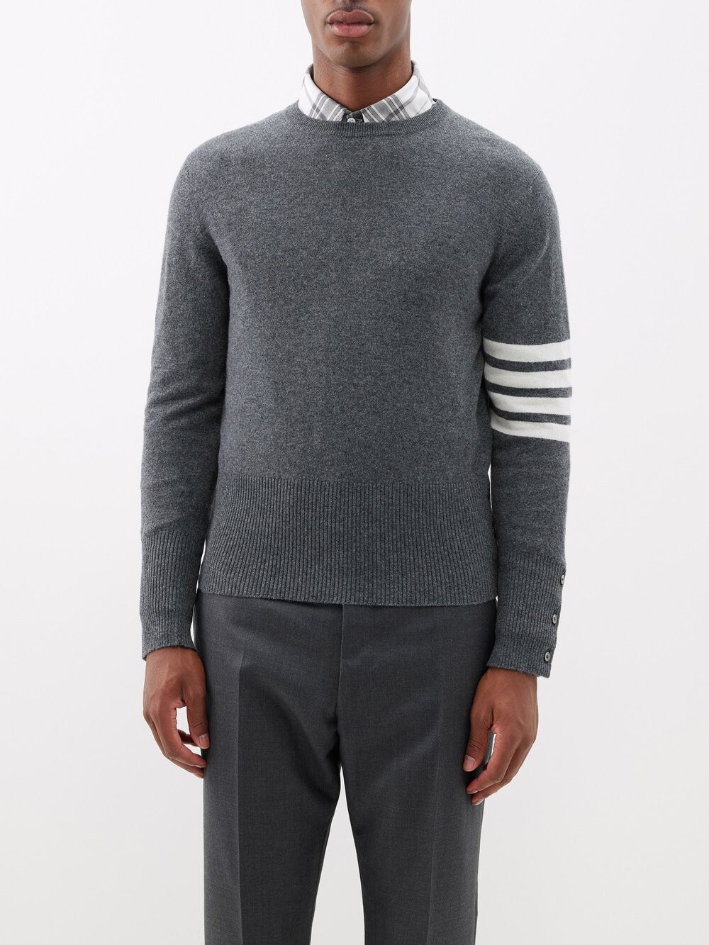 

Кашемировый свитер four bar с интарсией Thom Browne, серый