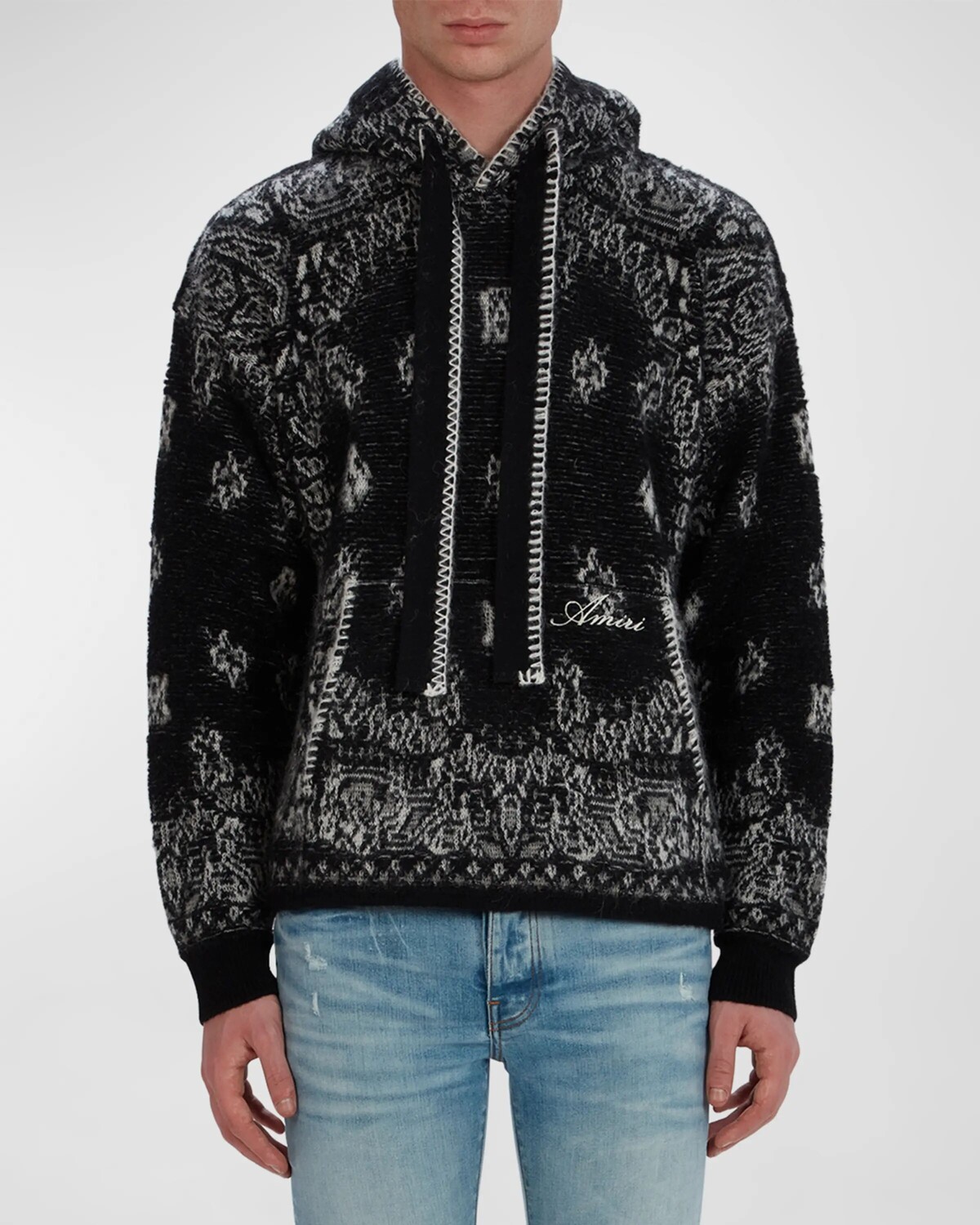 

Мужская вязаная толстовка с банданой Amiri, цвет Black