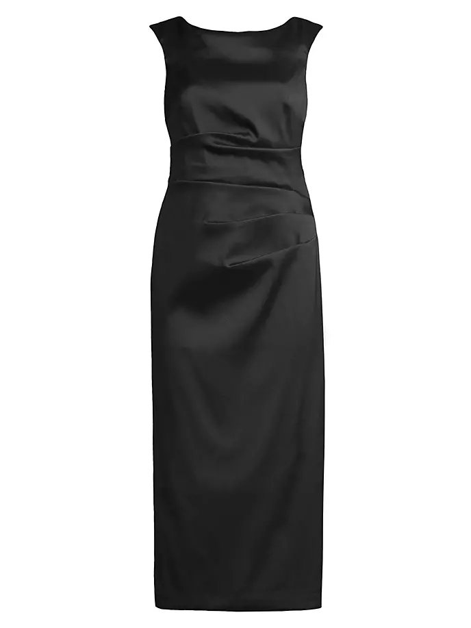 Драпированное платье-футляр из микадо Aidan Mattox, черный цена и фото