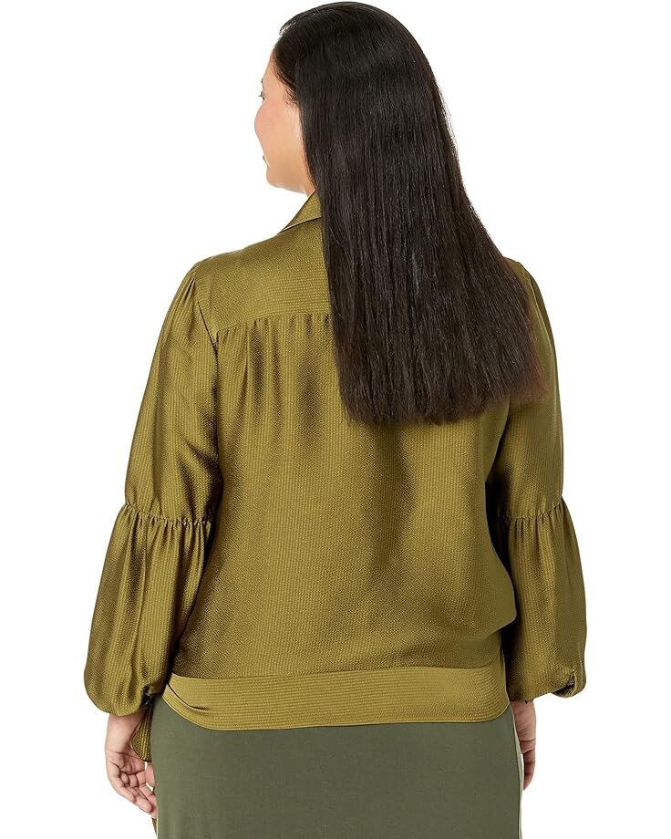 

Топ Michael Kors Plus Size Hammered Satin Wrap Top, цвет Smoky Olive