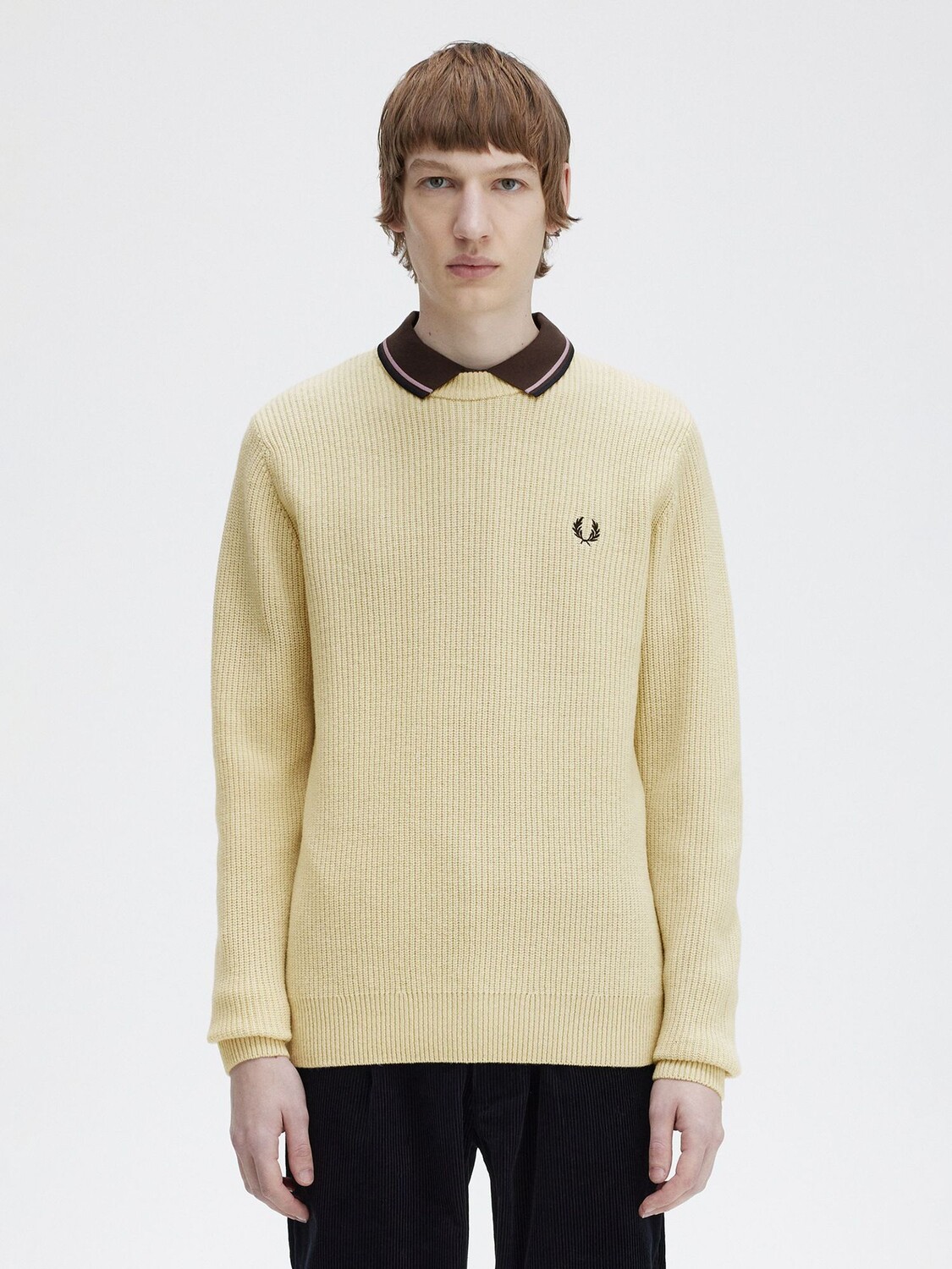 Текстурированный джемпер в рубчик из овечьей шерсти Fred Perry, овсяная каша джемпер fred perry merino cardigan