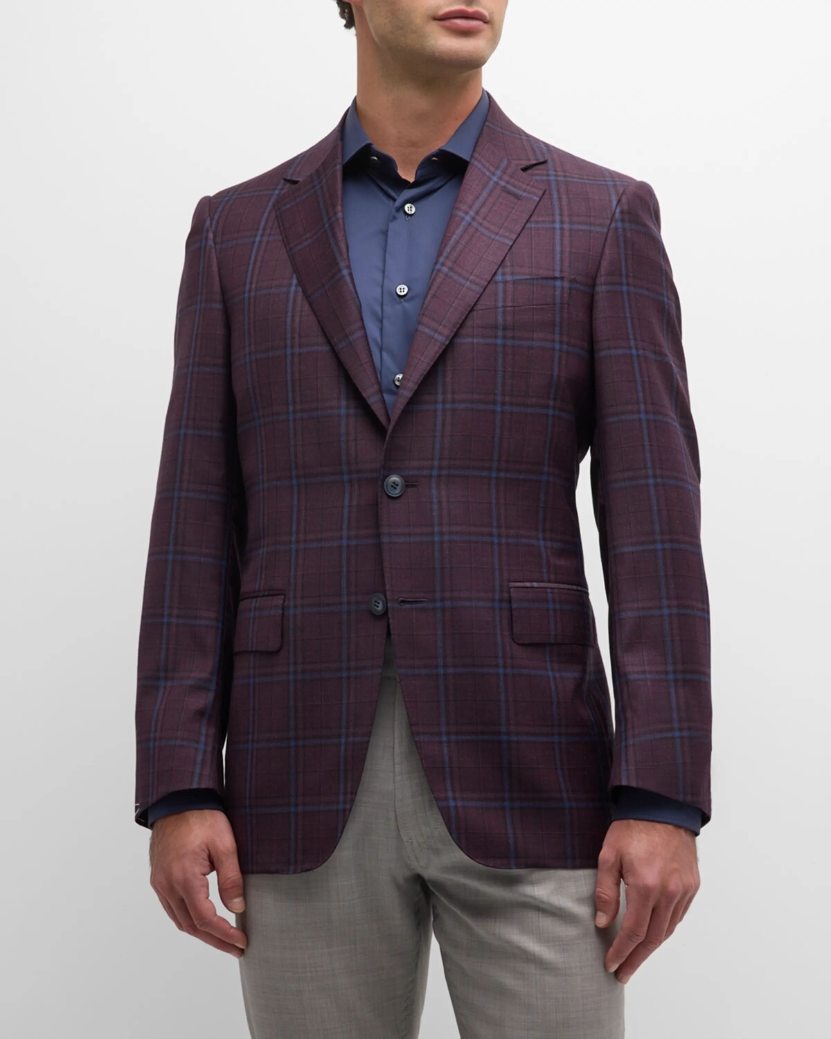 

Мужское шерстяное спортивное пальто с оконным стеклом Canali, цвет Dark Red