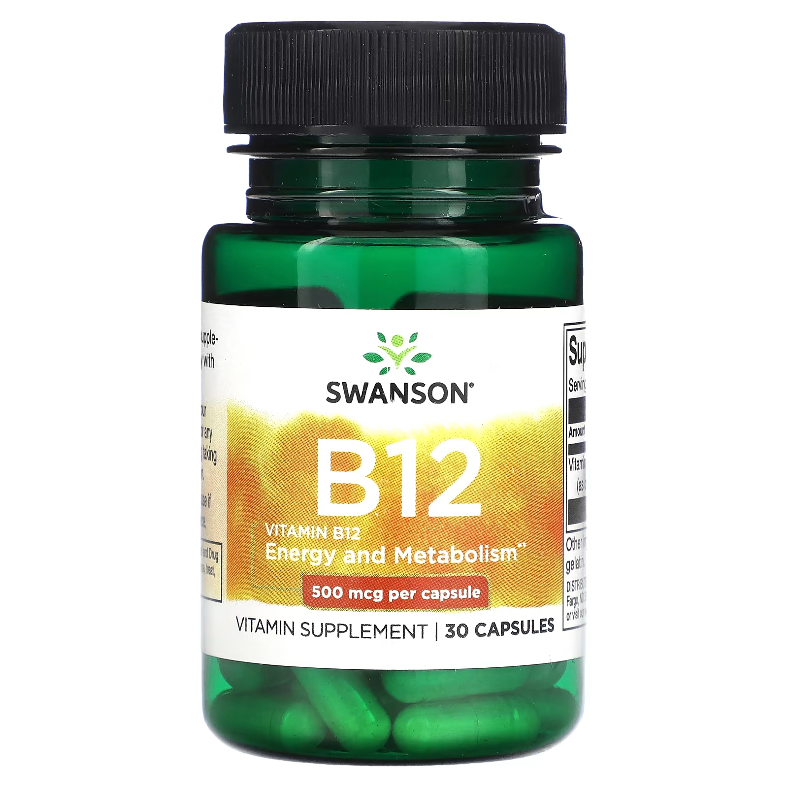 Биологически активная добавка Swanson витамин B12, 500 мкг., 30 капсул swanson биологически активная добавка с экстрактом корицы 90 капсул