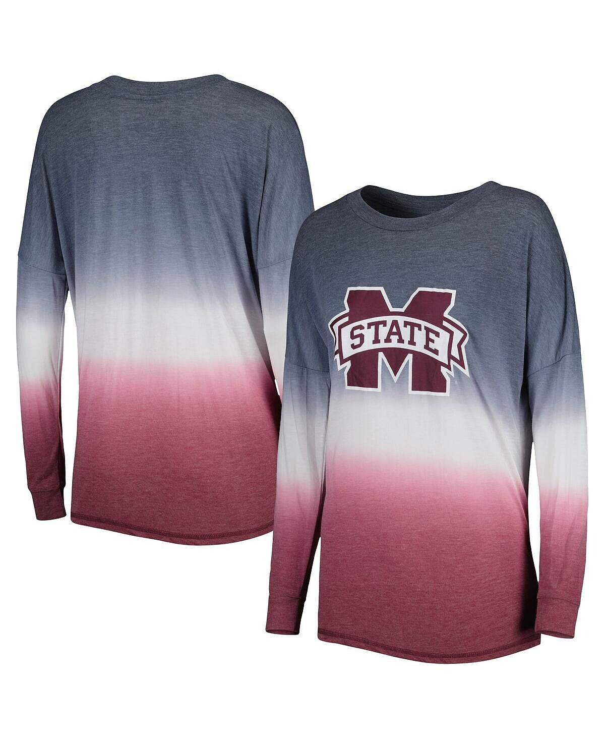 

Женская серо-бордовая футболка с длинным рукавом Mississippi State Bulldogs Winkle Dip Dye Colosseum