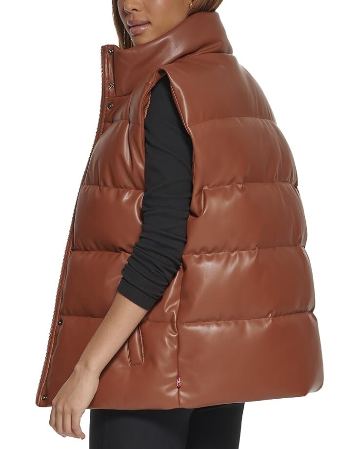 

Утепленный жилет Levi's Long Lined Faux Leather Vest, кэмел