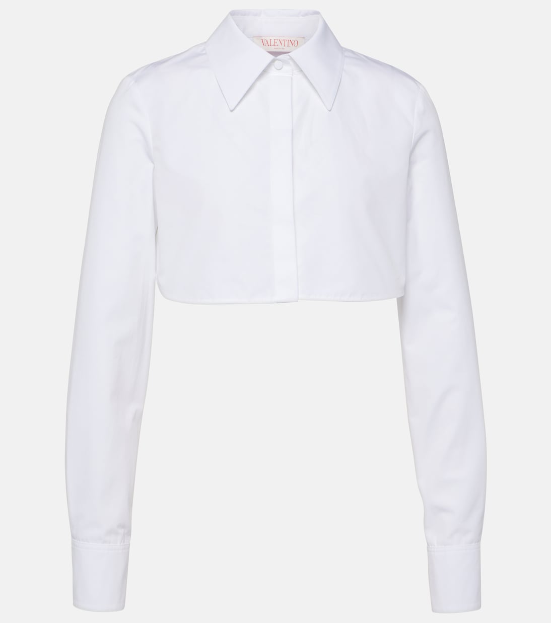 Укороченная рубашка из хлопкового поплина Valentino, белый