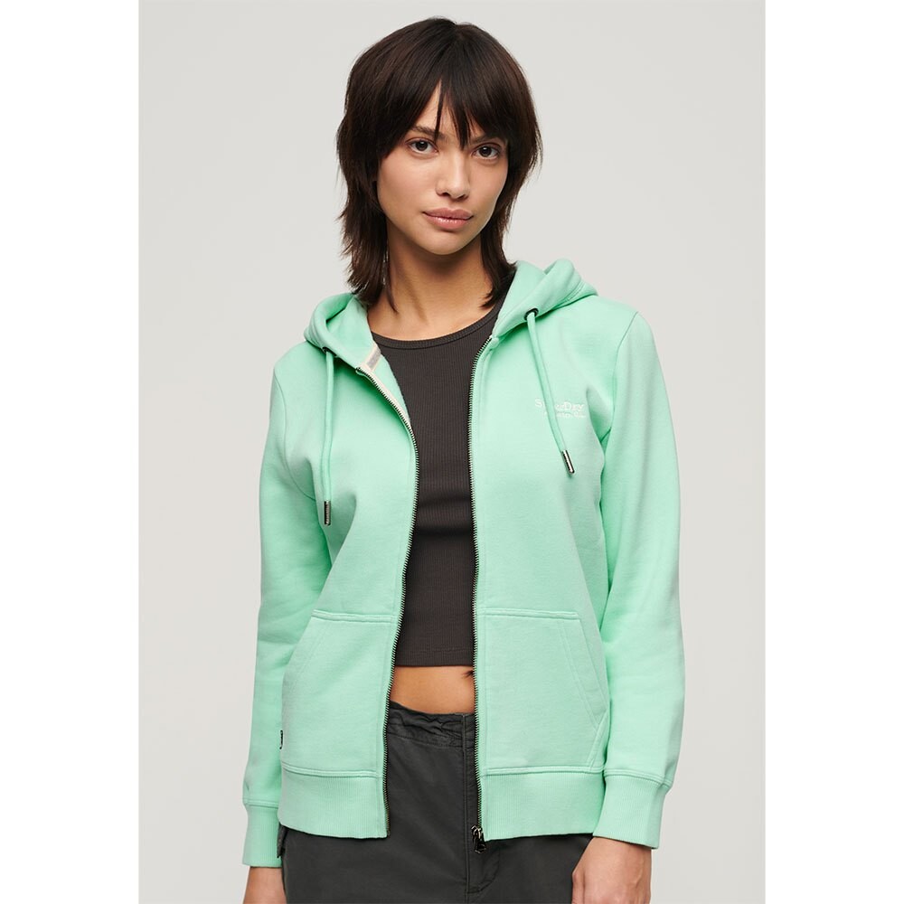 

Толстовка Superdry Essential Logo Full Zip, зеленый