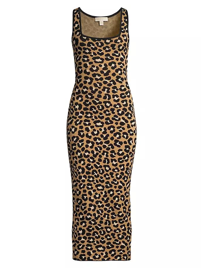 

Жаккардовое облегающее платье миди Cheetah Michael Michael Kors, цвет dark camel