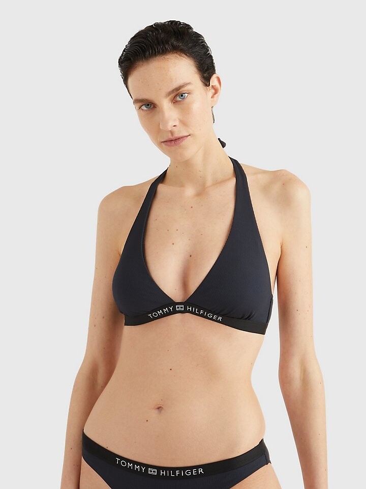 

Купальный топ с треугольными чашечками и логотипом Tommy Hilfiger, Коричневый