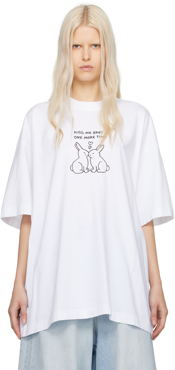 Белая футболка «Целующиеся кролики» Vetements