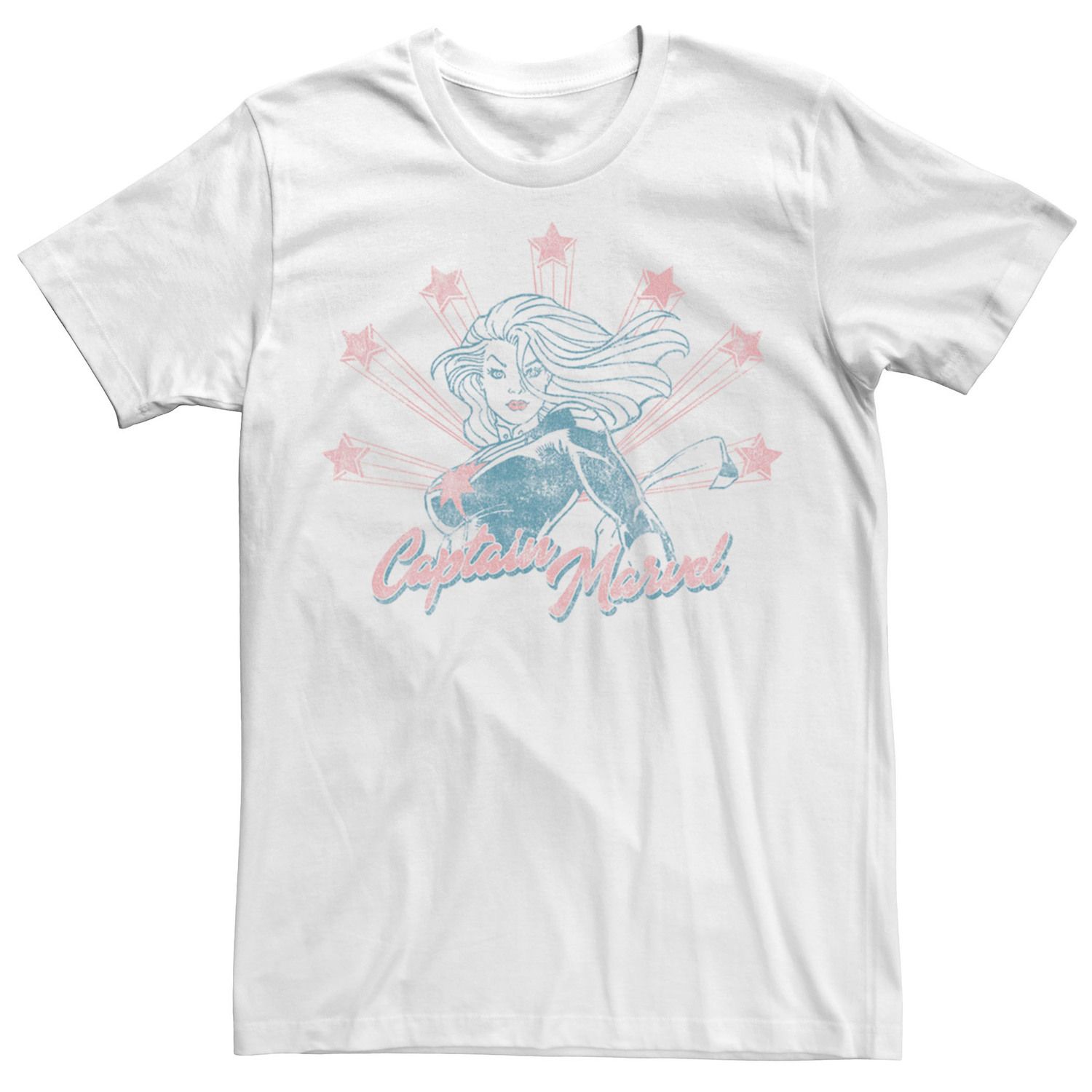 Мужская футболка с потертостями и портретом Captain Marvel Stars Licensed Character фото