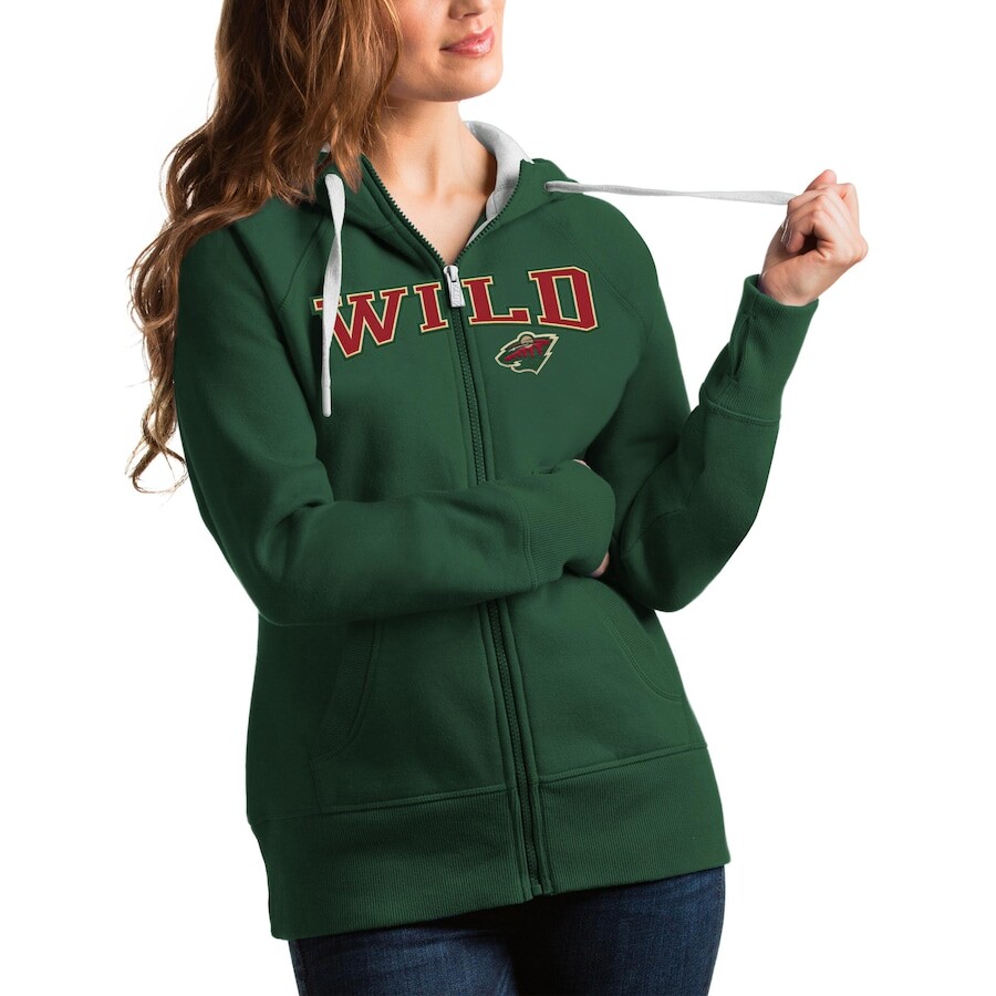 

Толстовка на молнии Antigua Minnesota Wild, зеленый