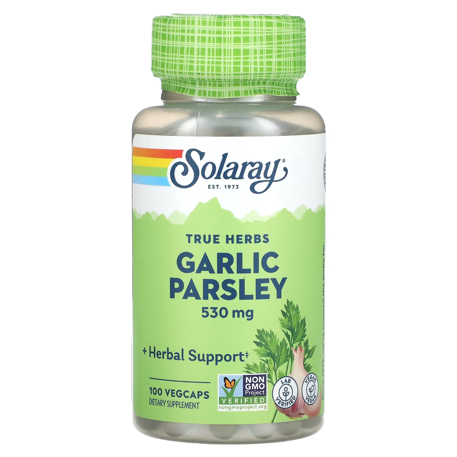Чесночная петрушка Solaray True Herbs, 530 мг, 100 растительных капсул