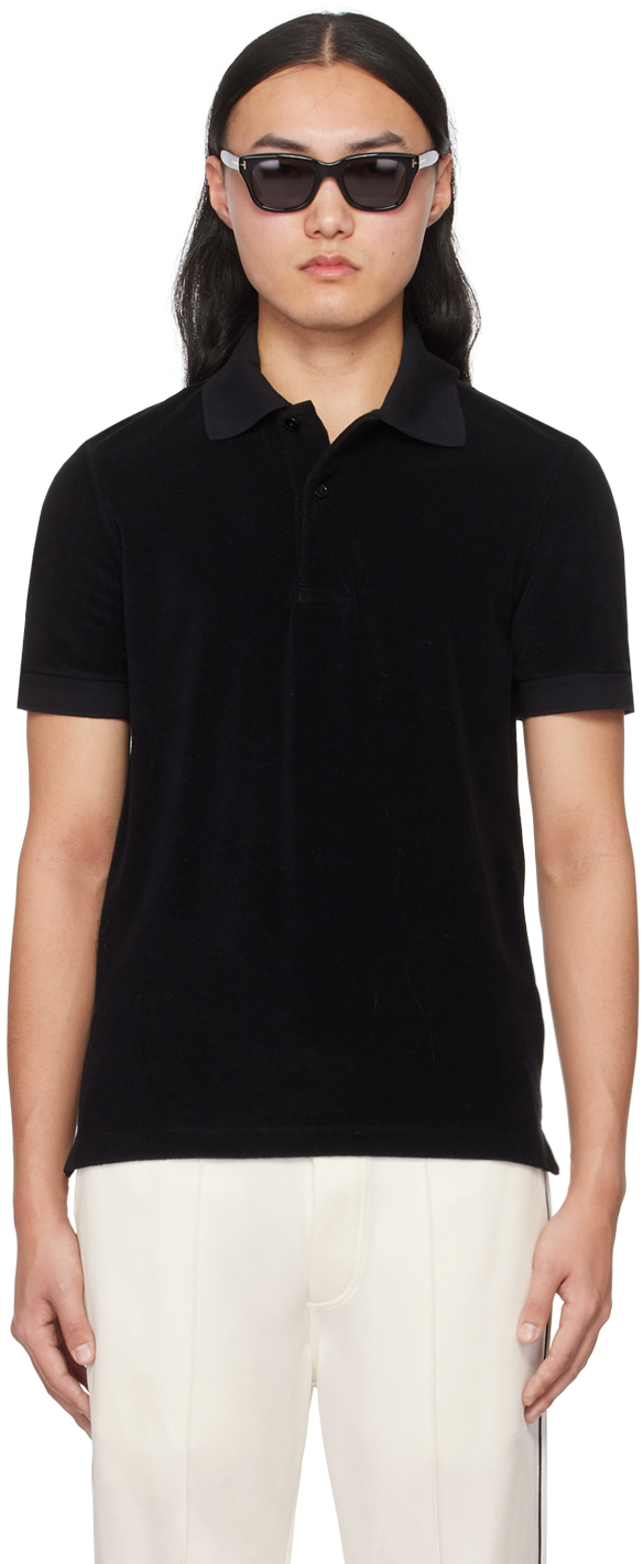 

Черная махровая футболка-поло Tom Ford, цвет Black