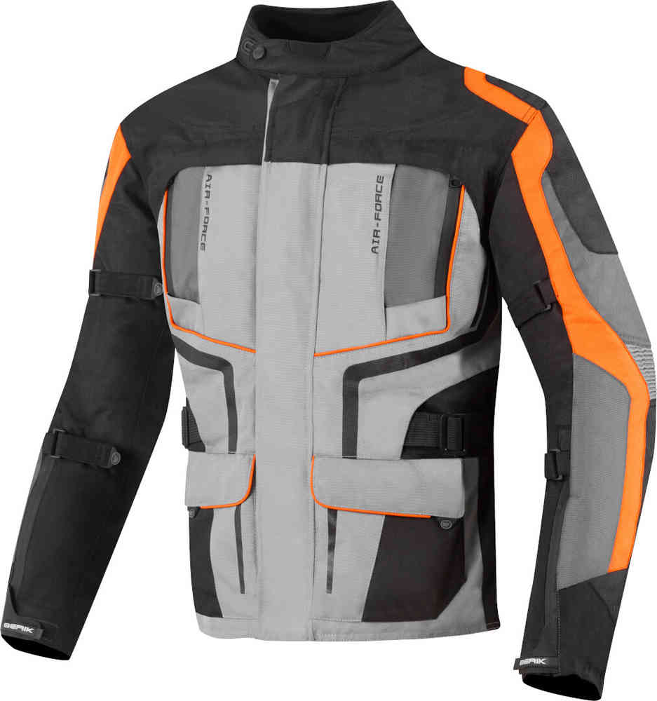 Водонепроницаемая мотоциклетная текстильная куртка Safari 3в1 Berik, черный/серый/оранжевый фотографии