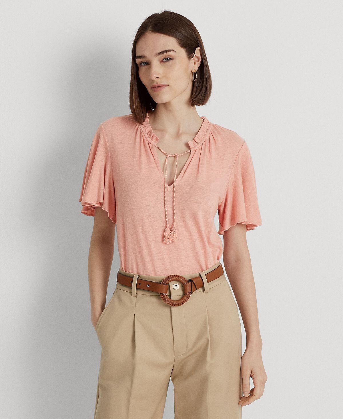 

Женский трикотажный топ с завязками на воротнике Lauren Ralph Lauren