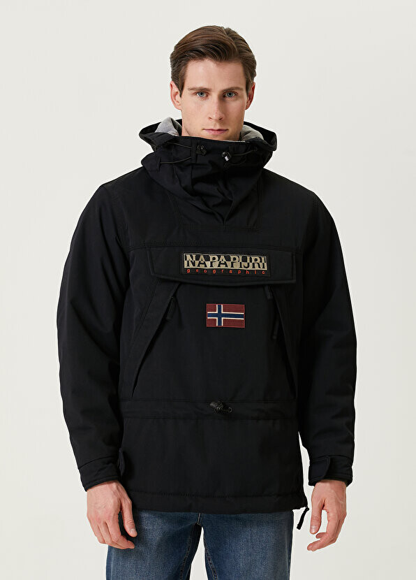 

Черное пальто с капюшоном skidoo Napapijri, Черный