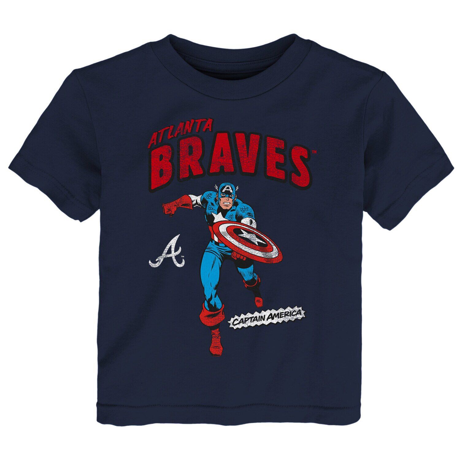 

Темно-синяя футболка для малышей Atlanta Braves Team Captain America Marvel Outerstuff