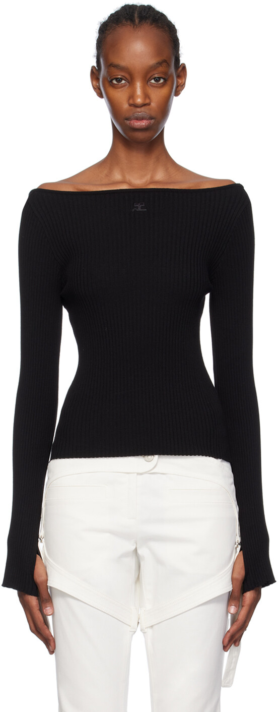

Черный свитер с низкой спинкой Courreges