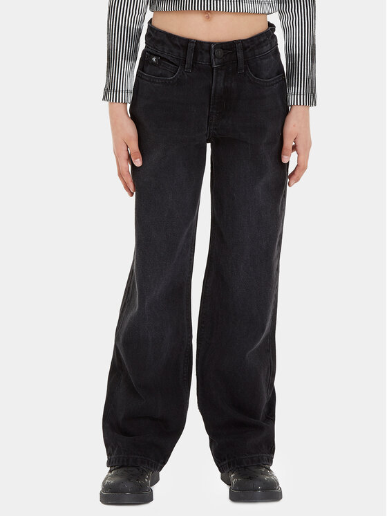 Джинсы широкие Calvin Klein, черный джинсы широкие calvin klein размер 36 34 черный