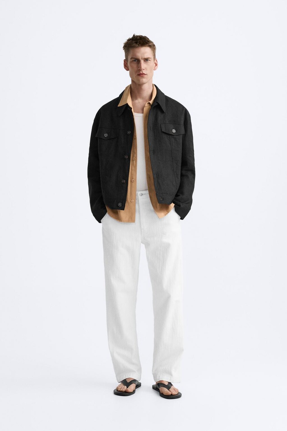 

Куртка из 100% льна ZARA, черный