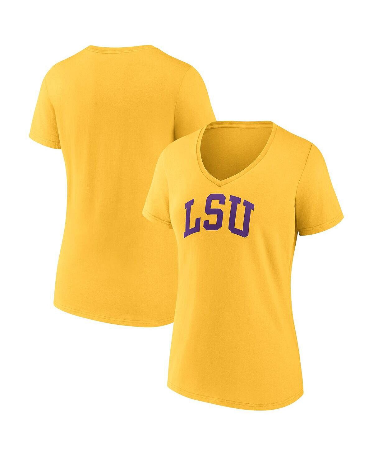 

Женская футболка с логотипом Gold LSU Tigers Basic Arch с v-образным вырезом Fanatics, золотой, Желтый