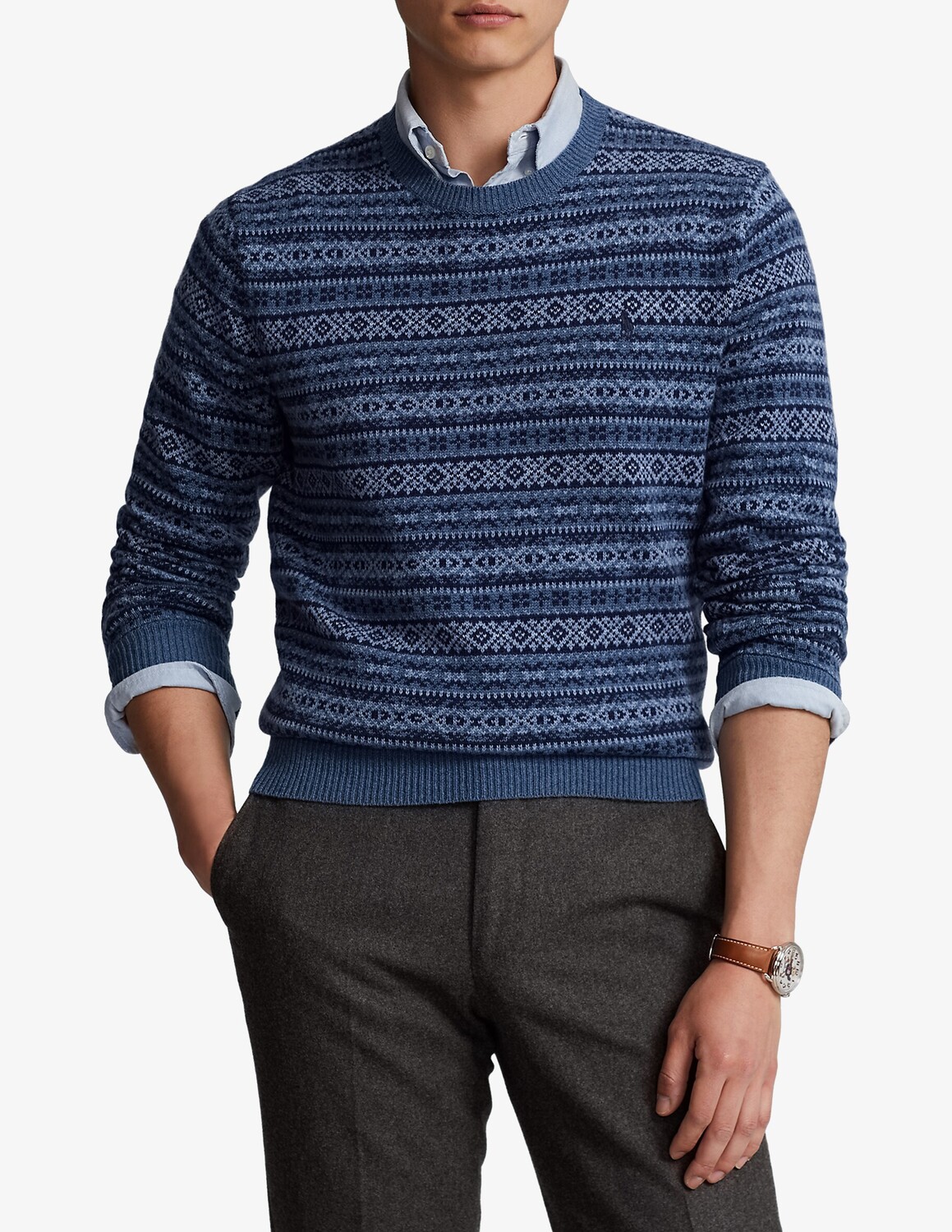 

Джемпер из смеси шерсти и кашемира с круглым вырезом Ralph Lauren, синий