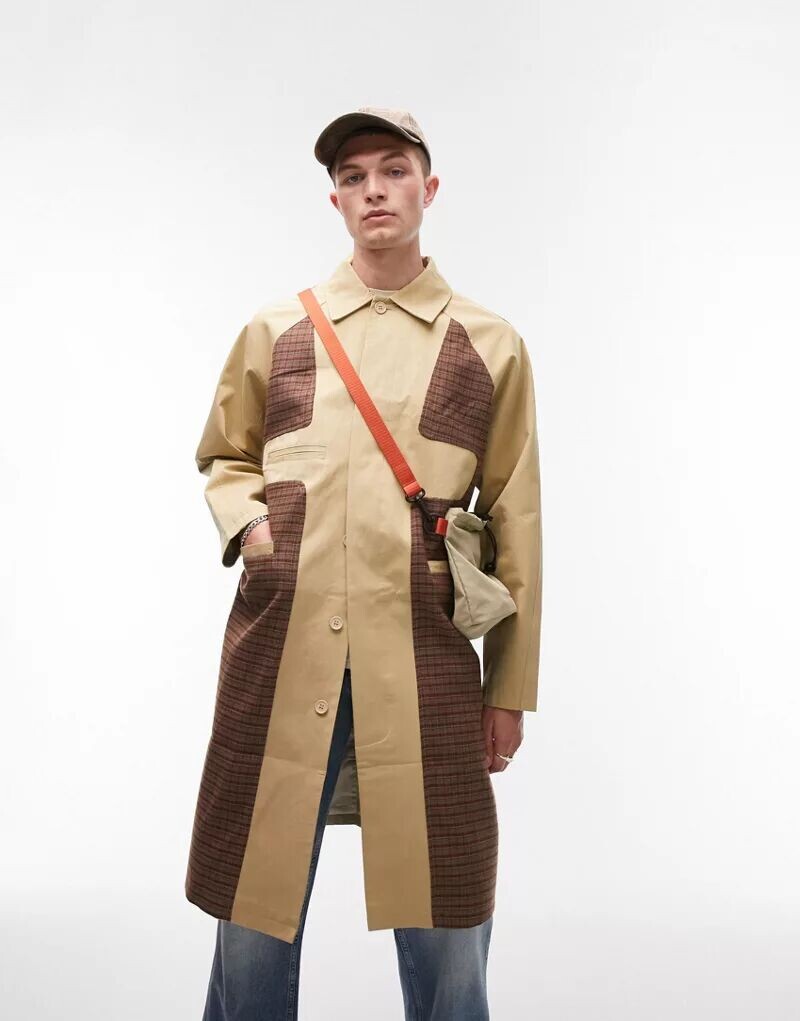 

Черный тренч в неструктурированную клетку Topman