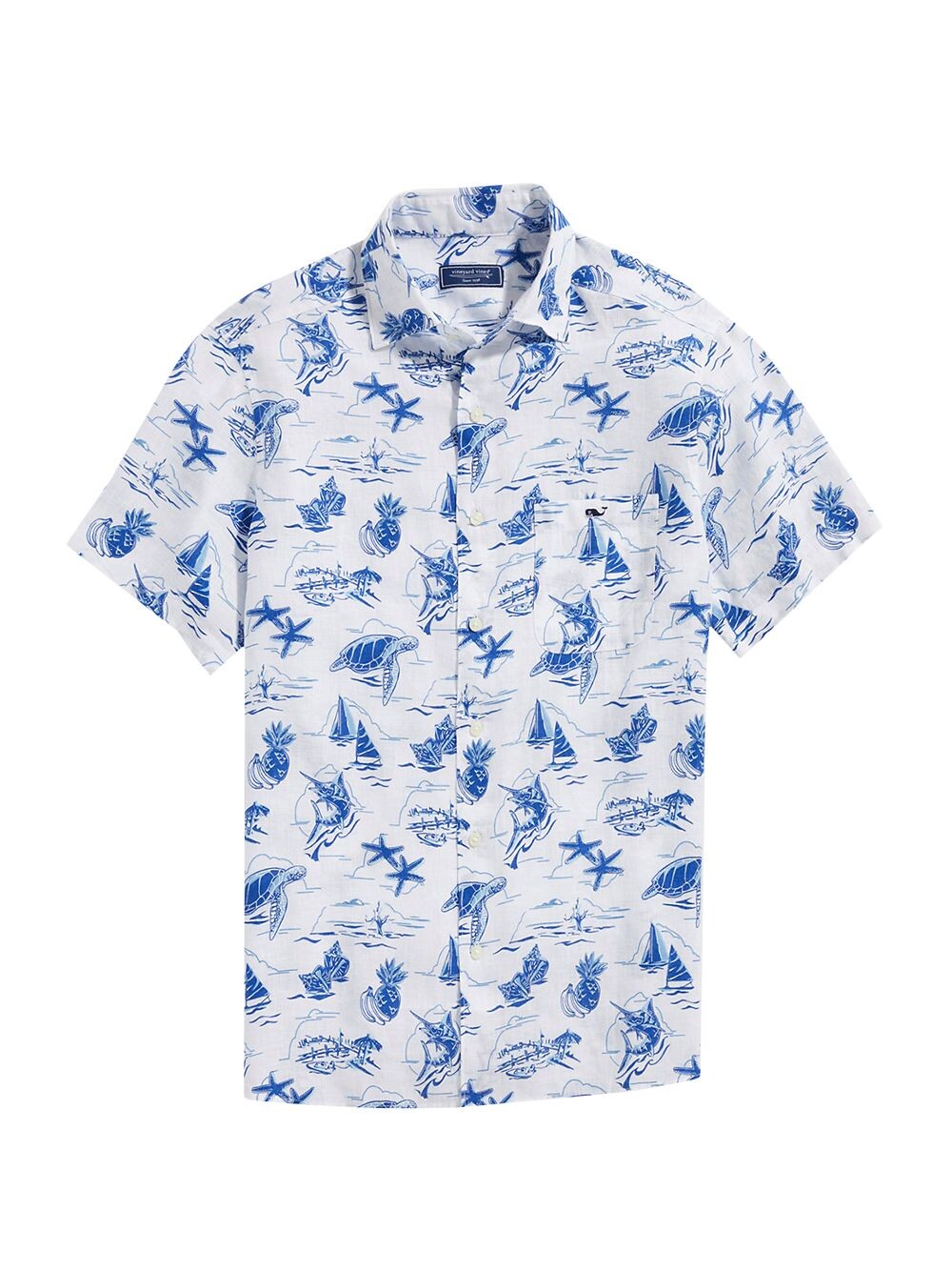 

Льняная рубашка с короткими рукавами Harbour Icons Vineyard Vines, белый