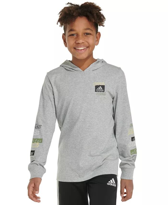 

Футболка с капюшоном и логотипом Big Boys Lineage Stack Adidas, серый