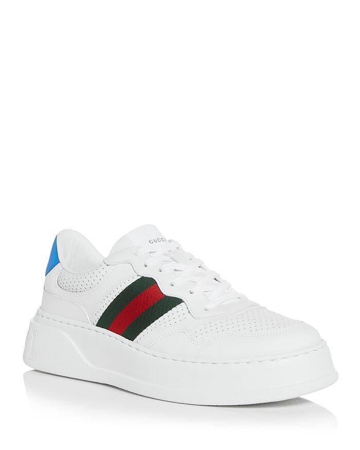 

Мужские низкие кожаные кроссовки Gucci Signature Web, белый