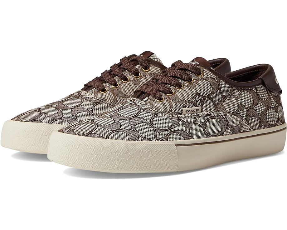 

Кроссовки COACH Signature Jacquard Leather Lace-Up Skate Sneaker, коричневый