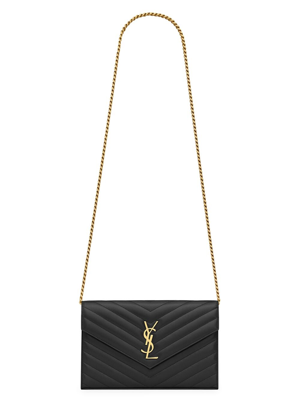 

Кошелек на цепочке Cassandre Matelass из кожи ягненка Saint Laurent, черный