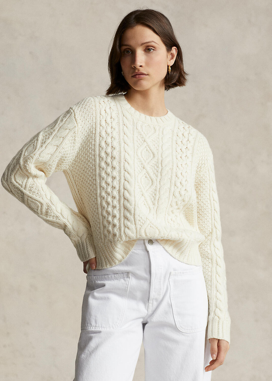 

Свитер с круглым вырезом из шерстяной пряжи Aran-Knit