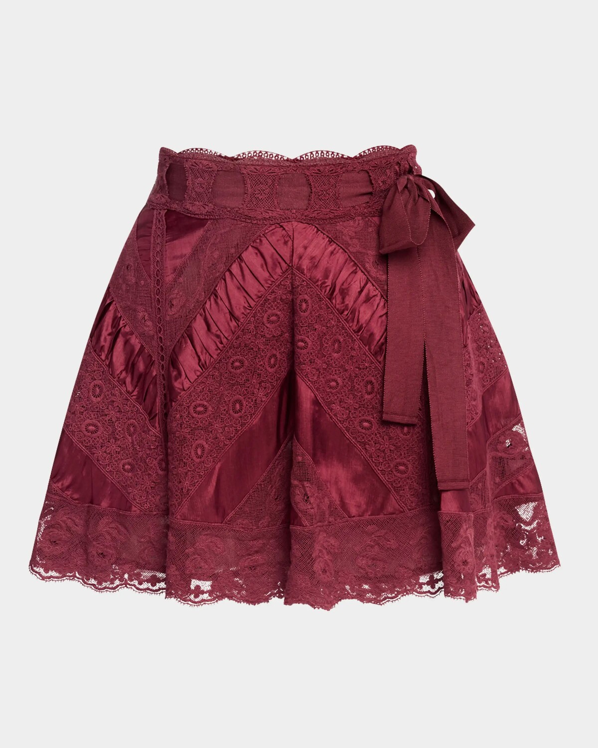 

Кружевная мини-юбка Shayda Loveshackfancy, цвет Oxblood