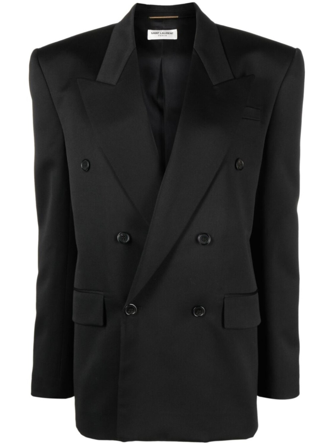

Saint Laurent двубортный шерстяной блейзер, черный