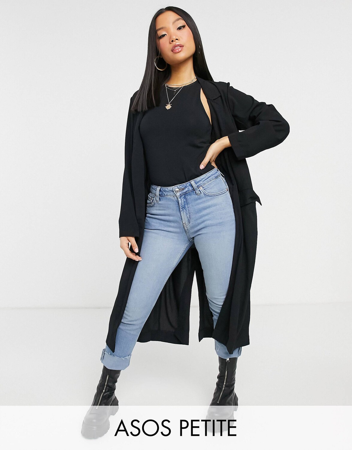 

Черная мягкая куртка дастер ASOS DESIGN Petite, Черный