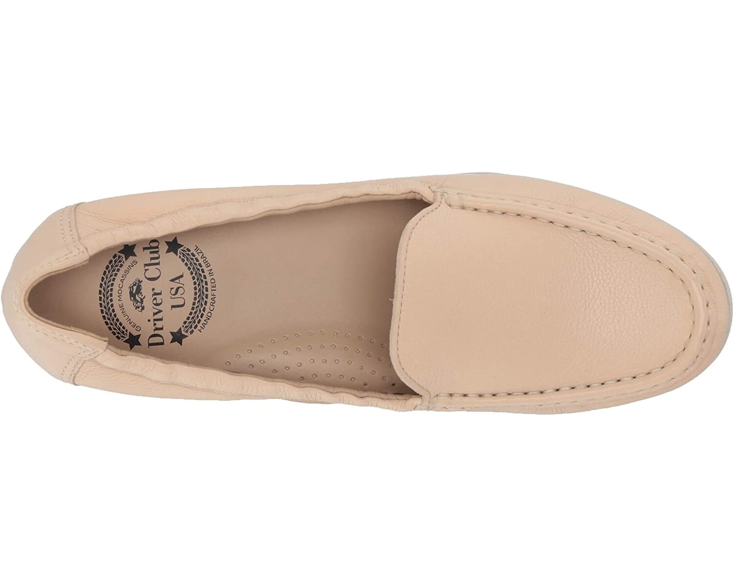 

Лоферы Women's Leather Made in Brazil Venetian Scrunch Back Loafer Flat Driver Club USA, бежевый наппа мягкий