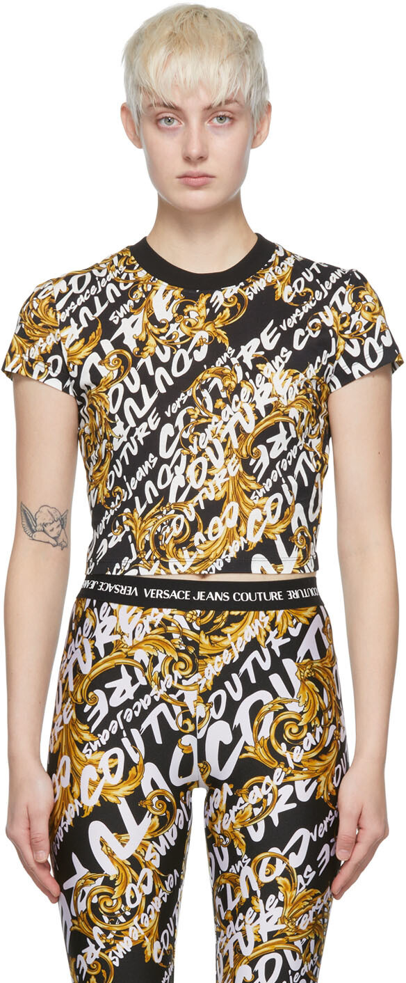 

Черная хлопковая футболка Versace Jeans Couture, Черный