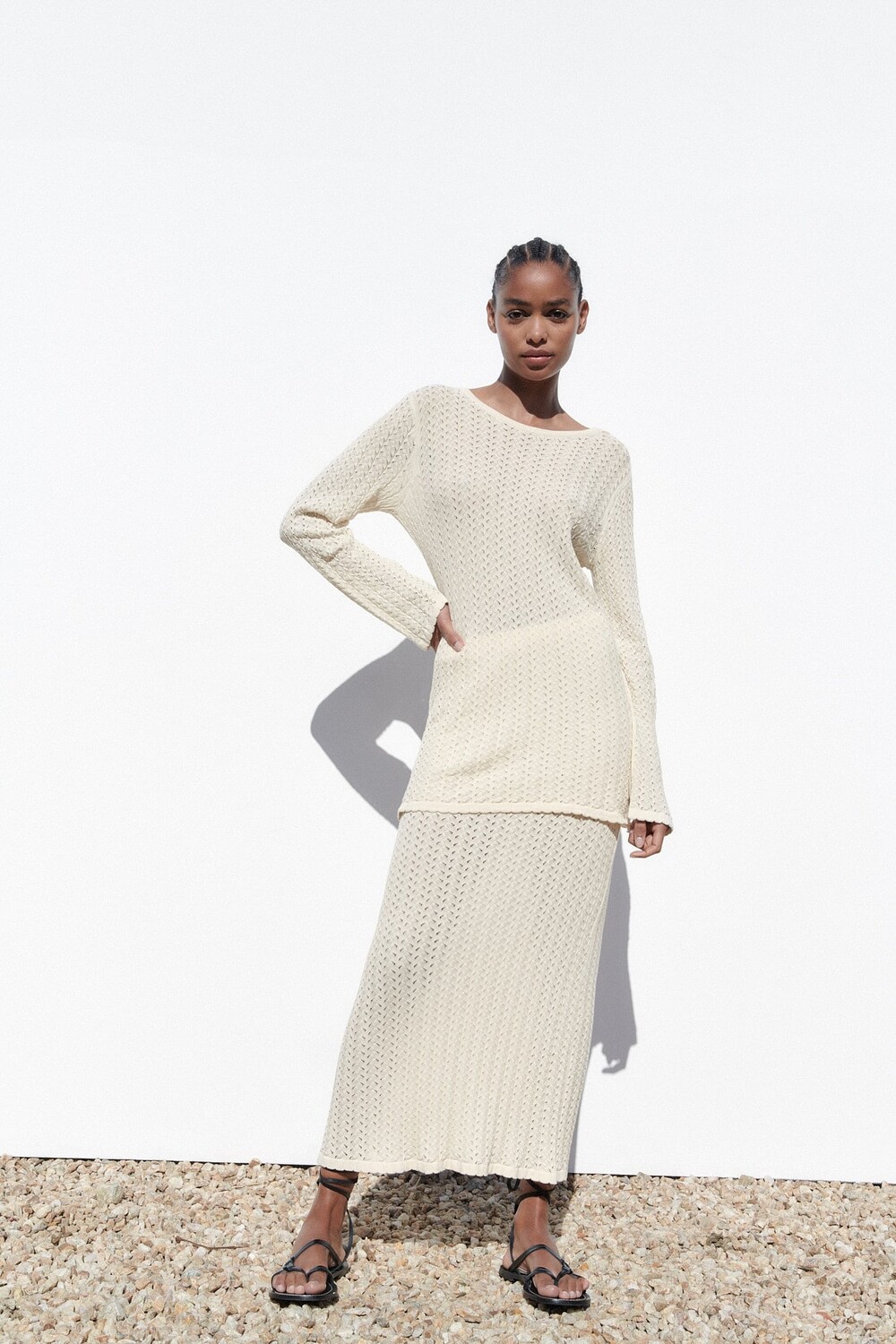 

Юбка из трикотажа ZARA, экру