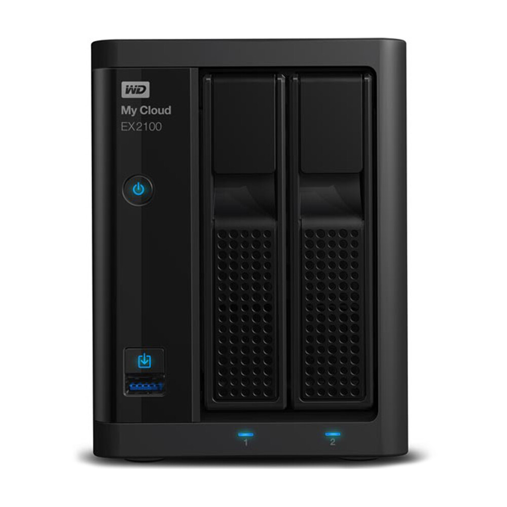 

Сетевое хранилище Western Digital My Cloud EX2100, 2 отсека, 12 ТБ, WDBWAZ0120JBK, черный