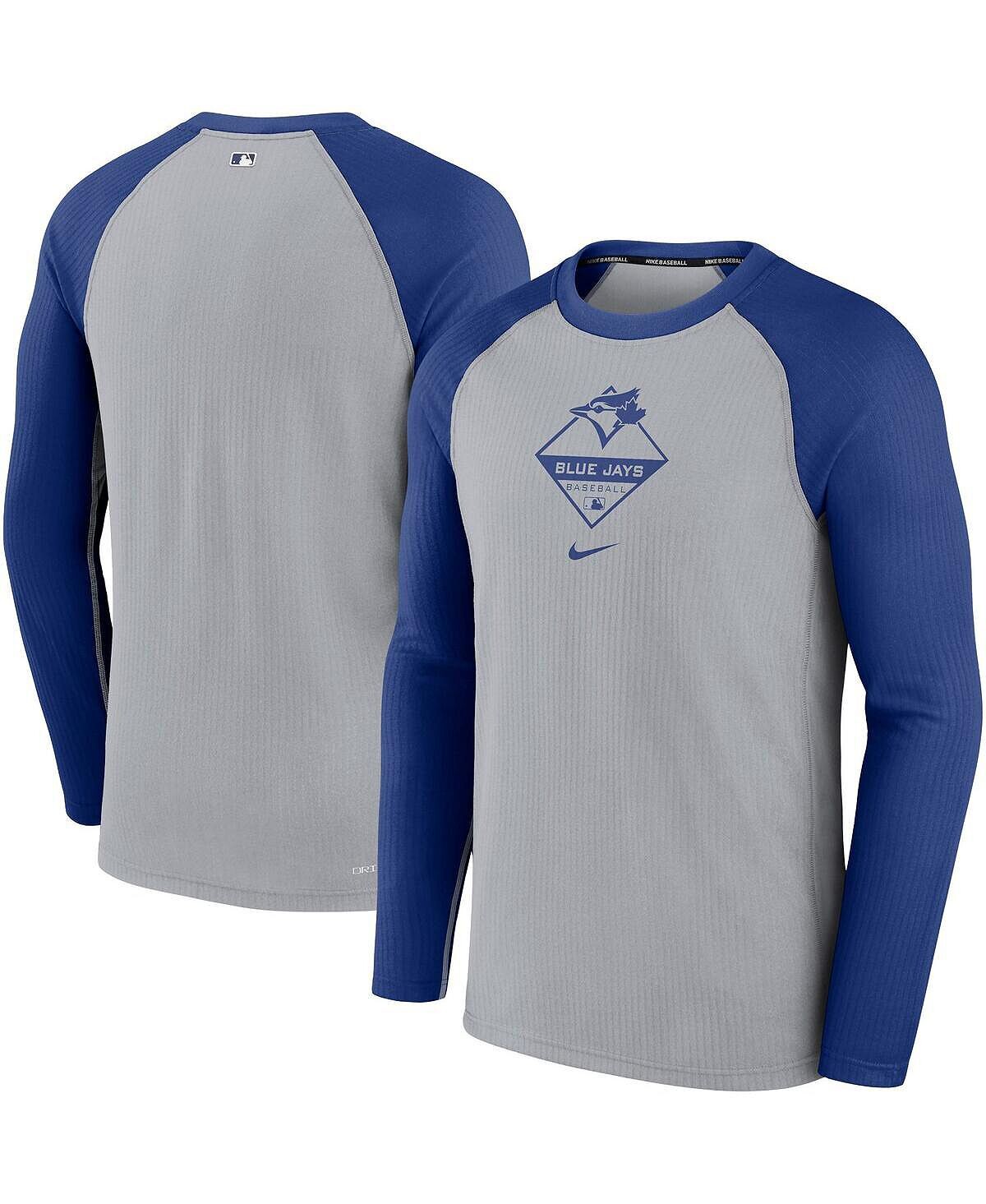 

Мужская серая футболка royal toronto blue jays game authentic collection performance с длинным рукавом реглан Nike, мульти
