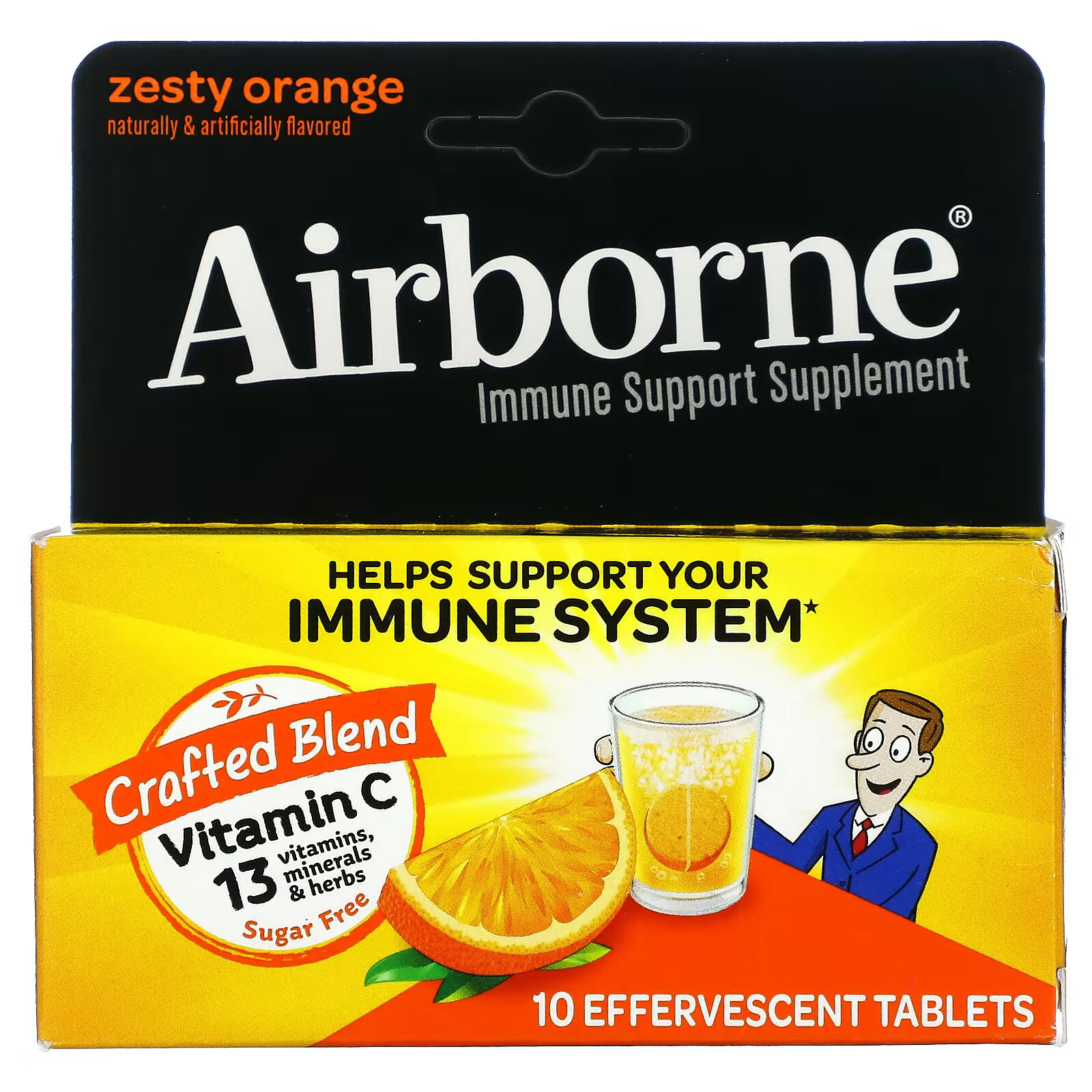 AirBorne, добавка для поддержки иммунной системы, со вкусом апельсина, 10 шипучих таблеток airborne добавка для поддержки иммунитета ягоды 3 тюбика 10 шипучих таблеток в каждой