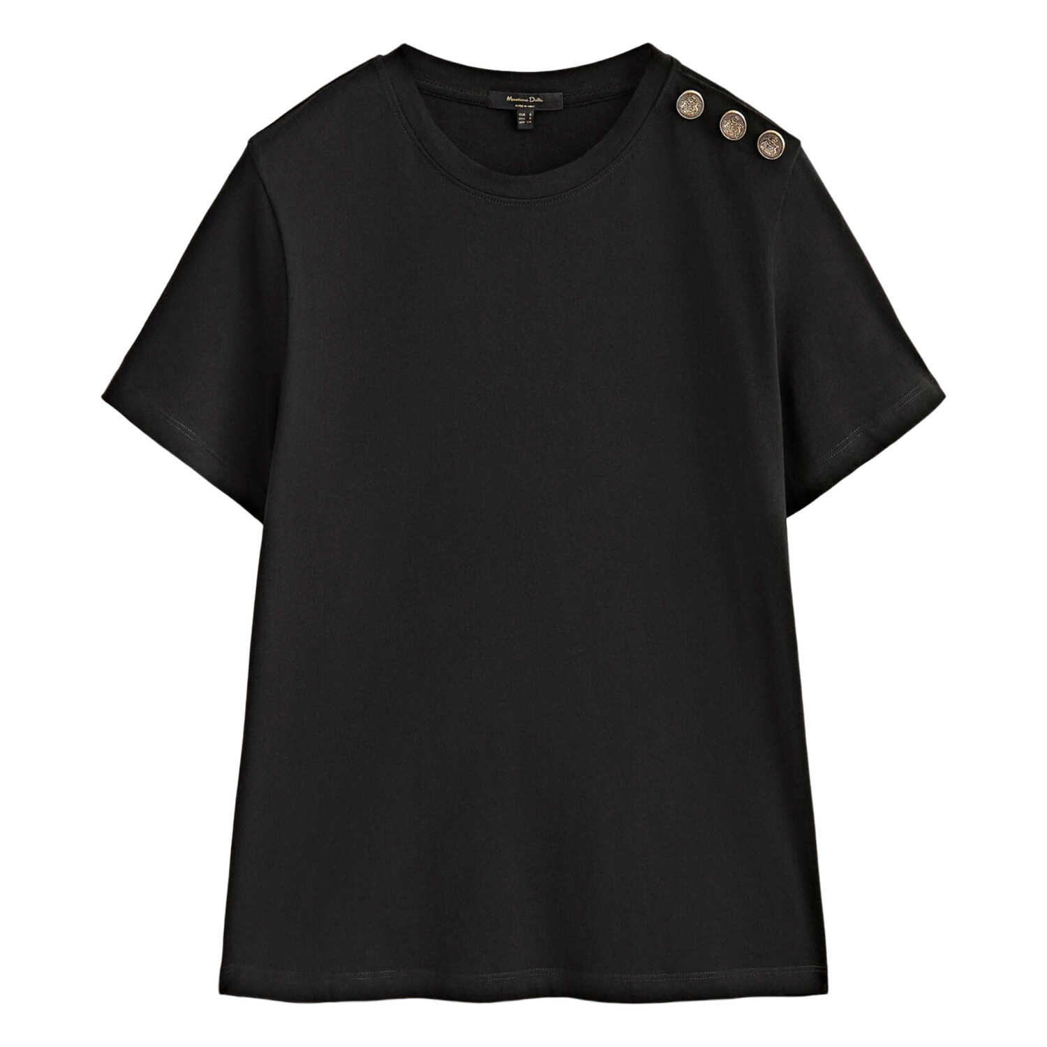 

Футболка Massimo Dutti Cotton With Button Details, черный