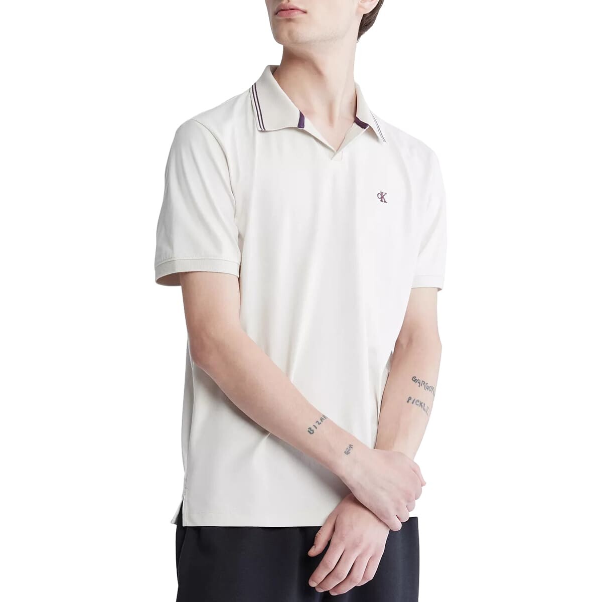 

Футболка-поло Calvin Klein Smooth Open Placket Short-Sleeve Logo, белый