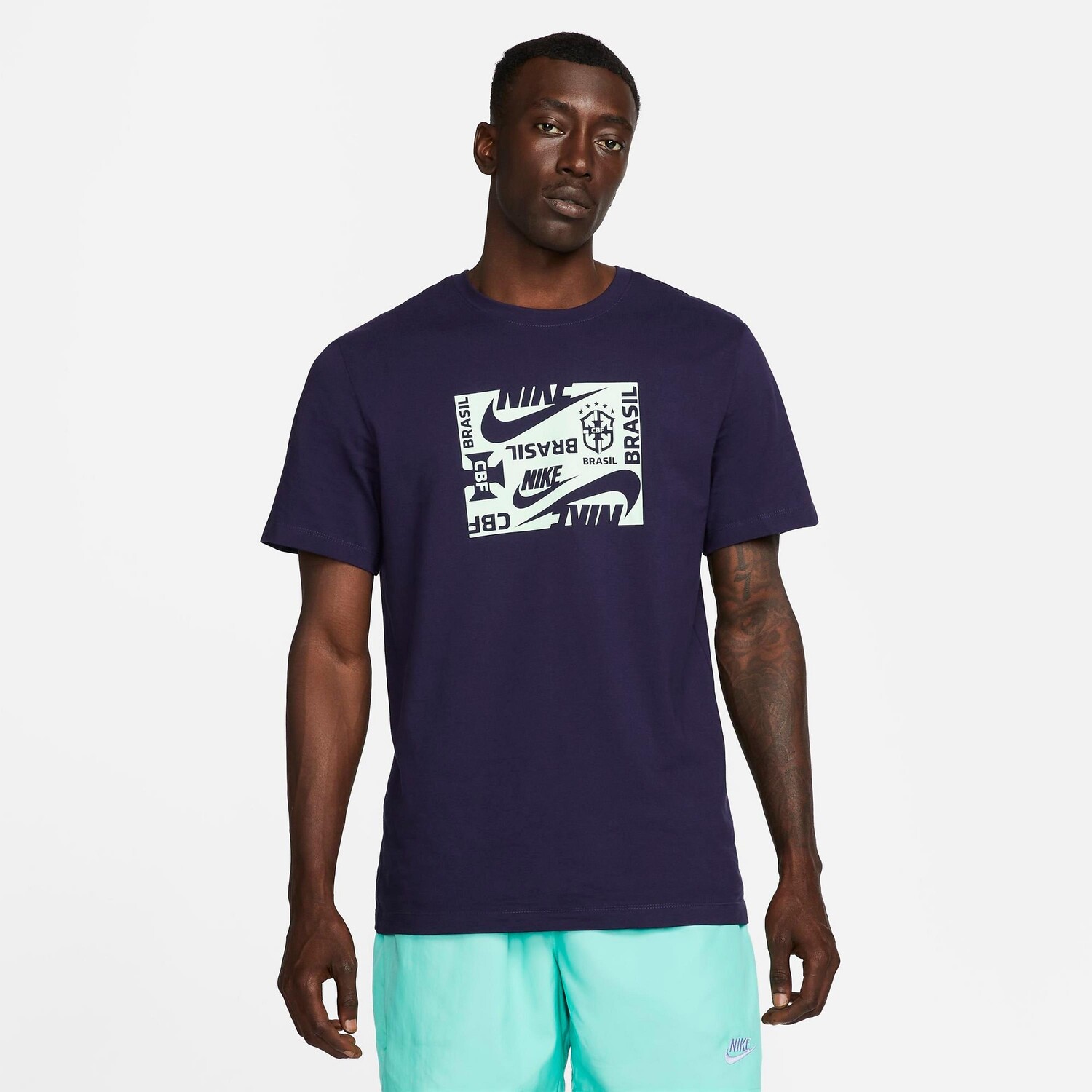 

Мужская футболка с футбольным принтом Nike Brazil, синий
