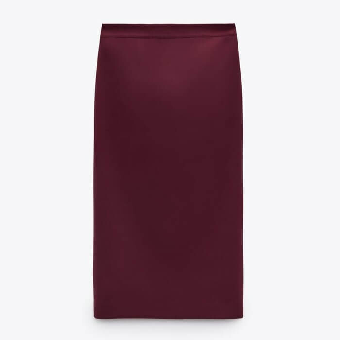 

Юбка Zara Midi Pencil, винный
